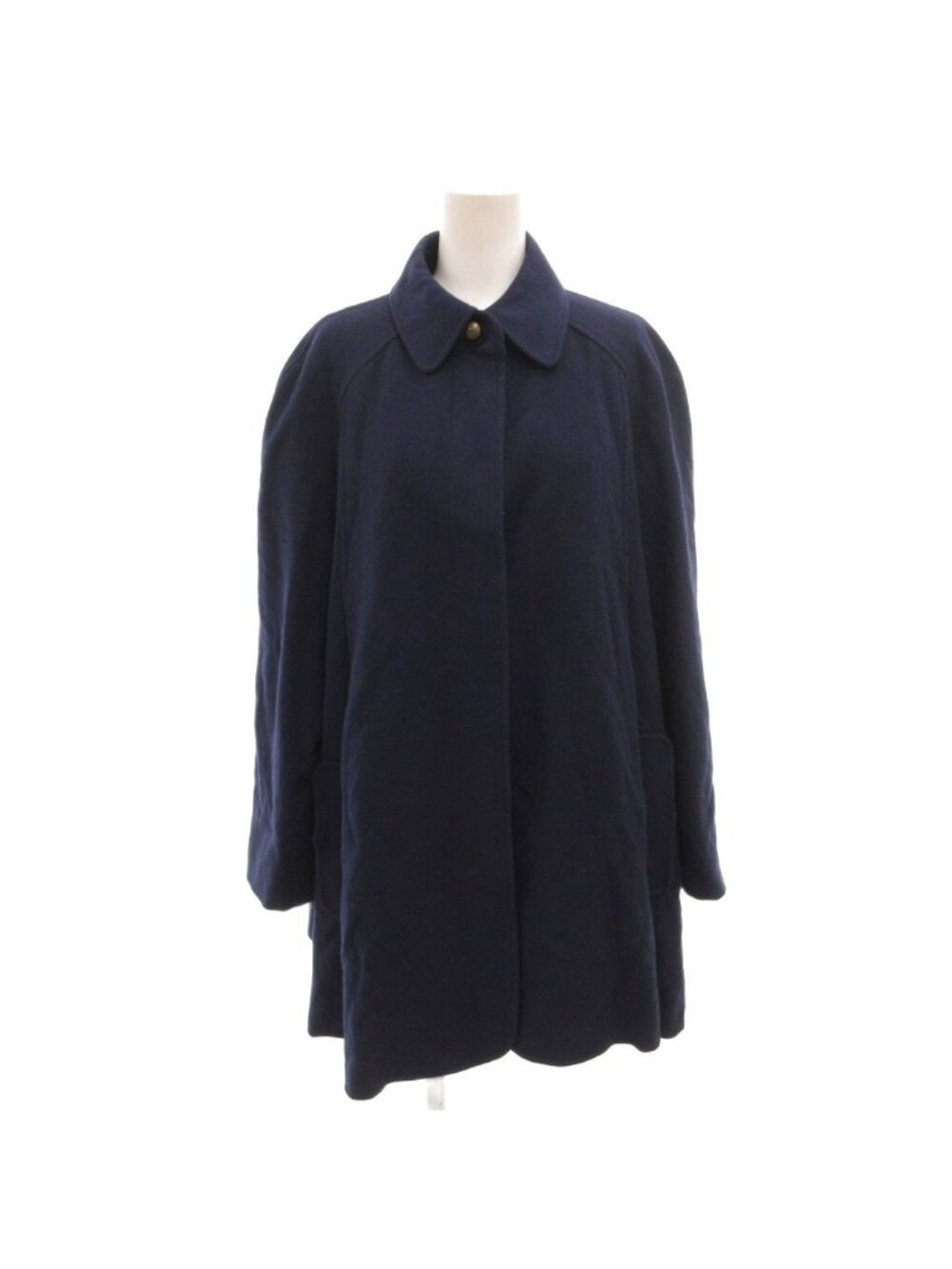 Dior Wool Soutien Collar Coat Long Navy Round Color Back Pleat Design M
